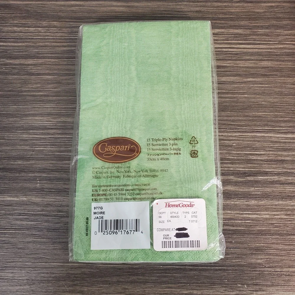 Caspari Zennia Flower Paper Napkins Jade Green 15 ct & Floral 20 ct - 2 Packs